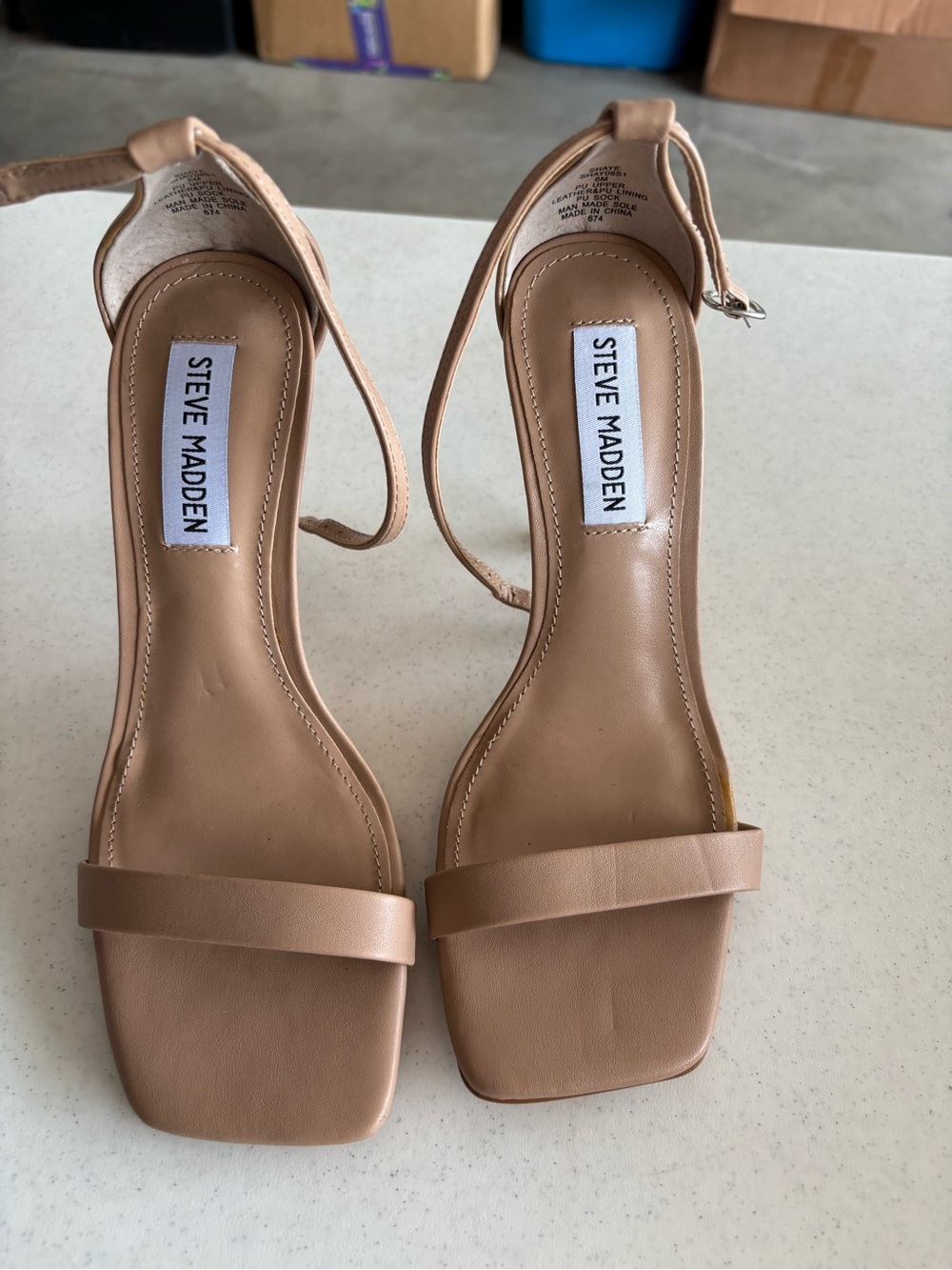 Steve Madden Tan Nude Ankle-Strap Heels